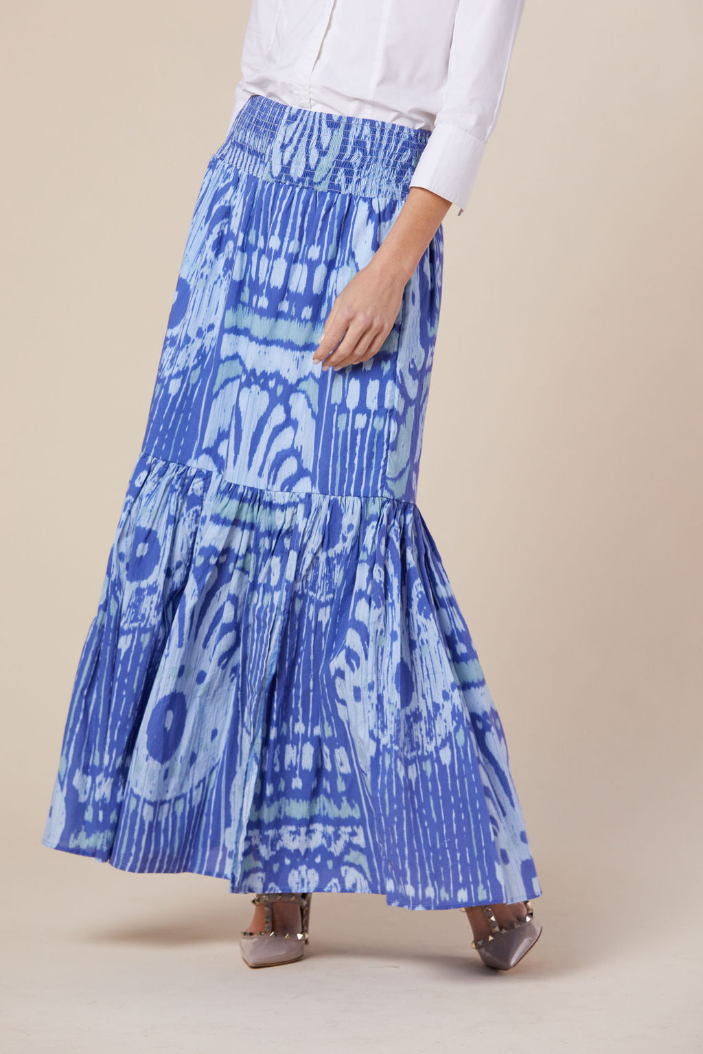 Madelyn Skirt in Blue Moroccan Ikat