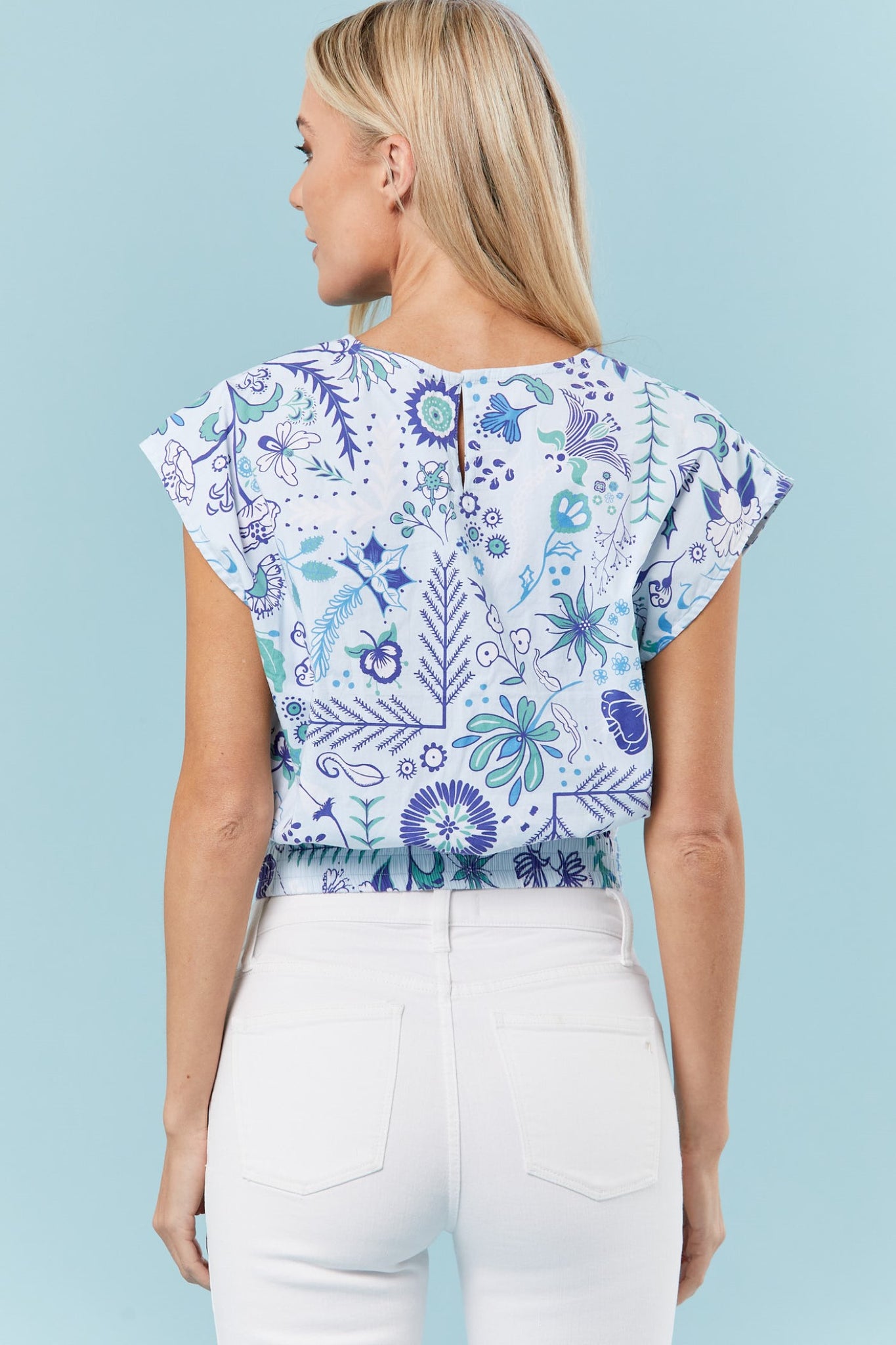 Gardenia Blouse in Soft Blue Floral
