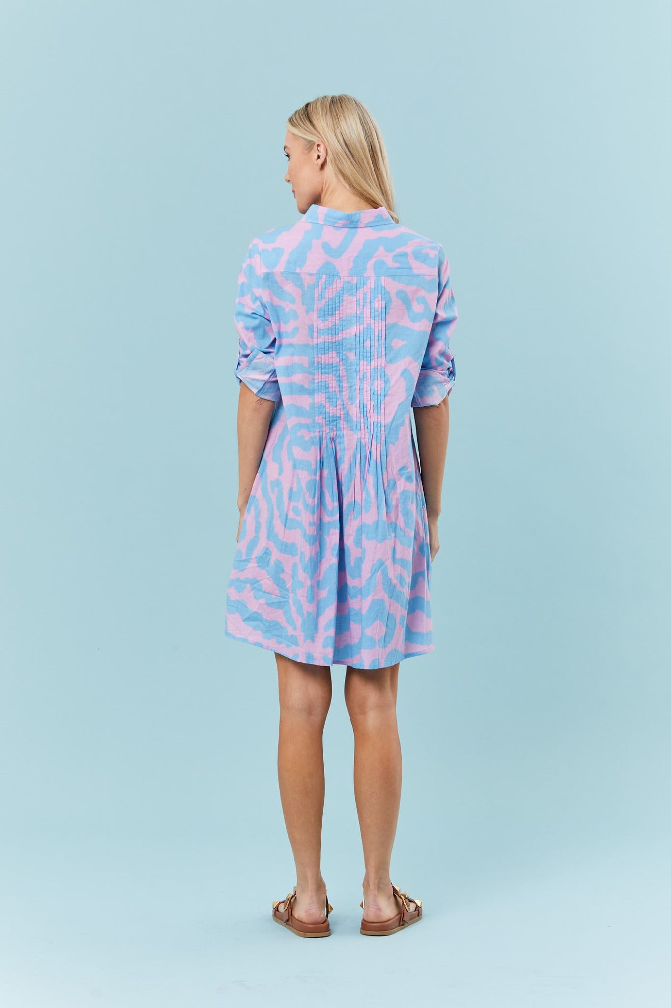 Mallory Dress in Pink + Blue Tiger