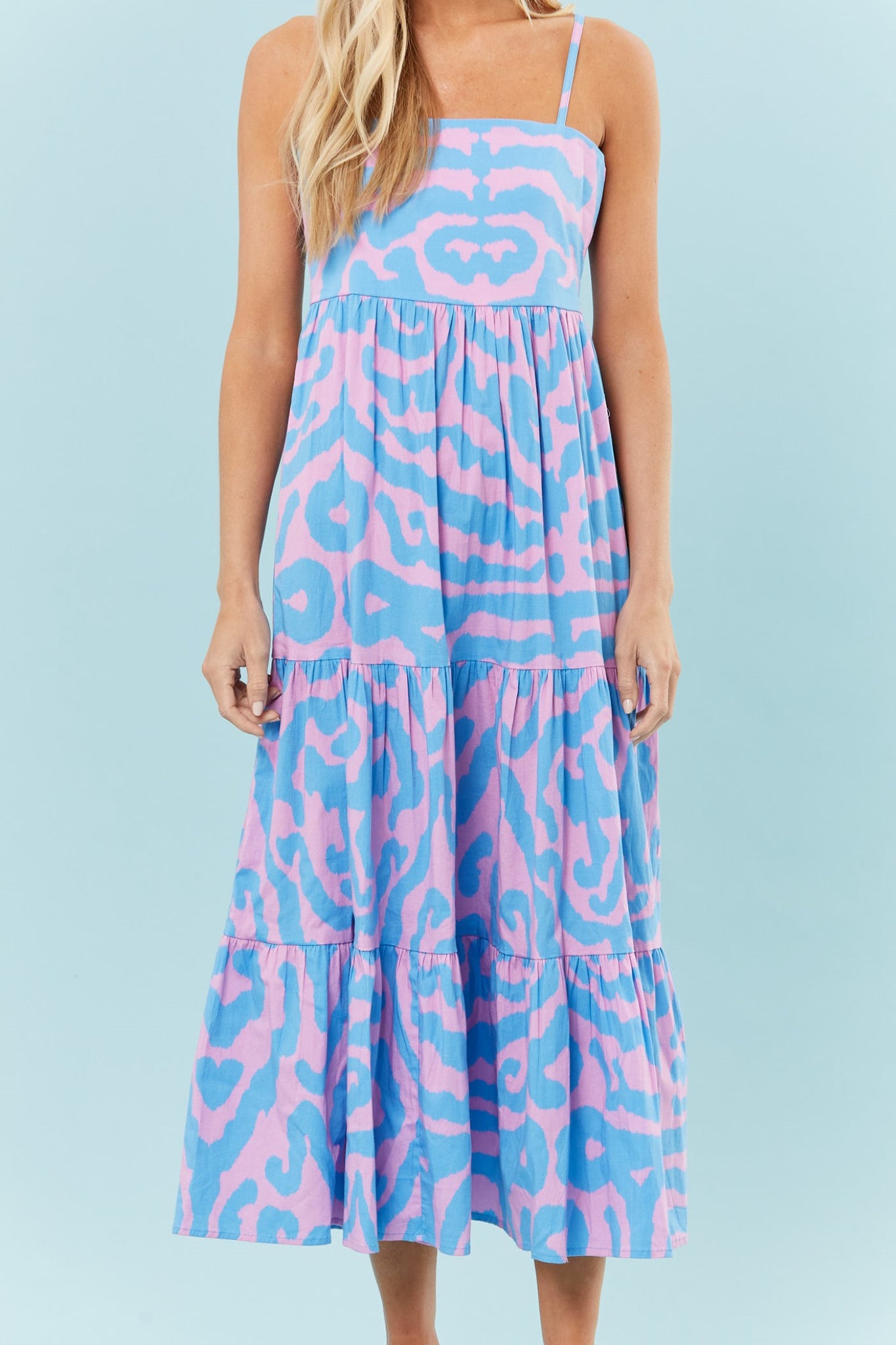 May Dress in Pink + Blue Tiger
