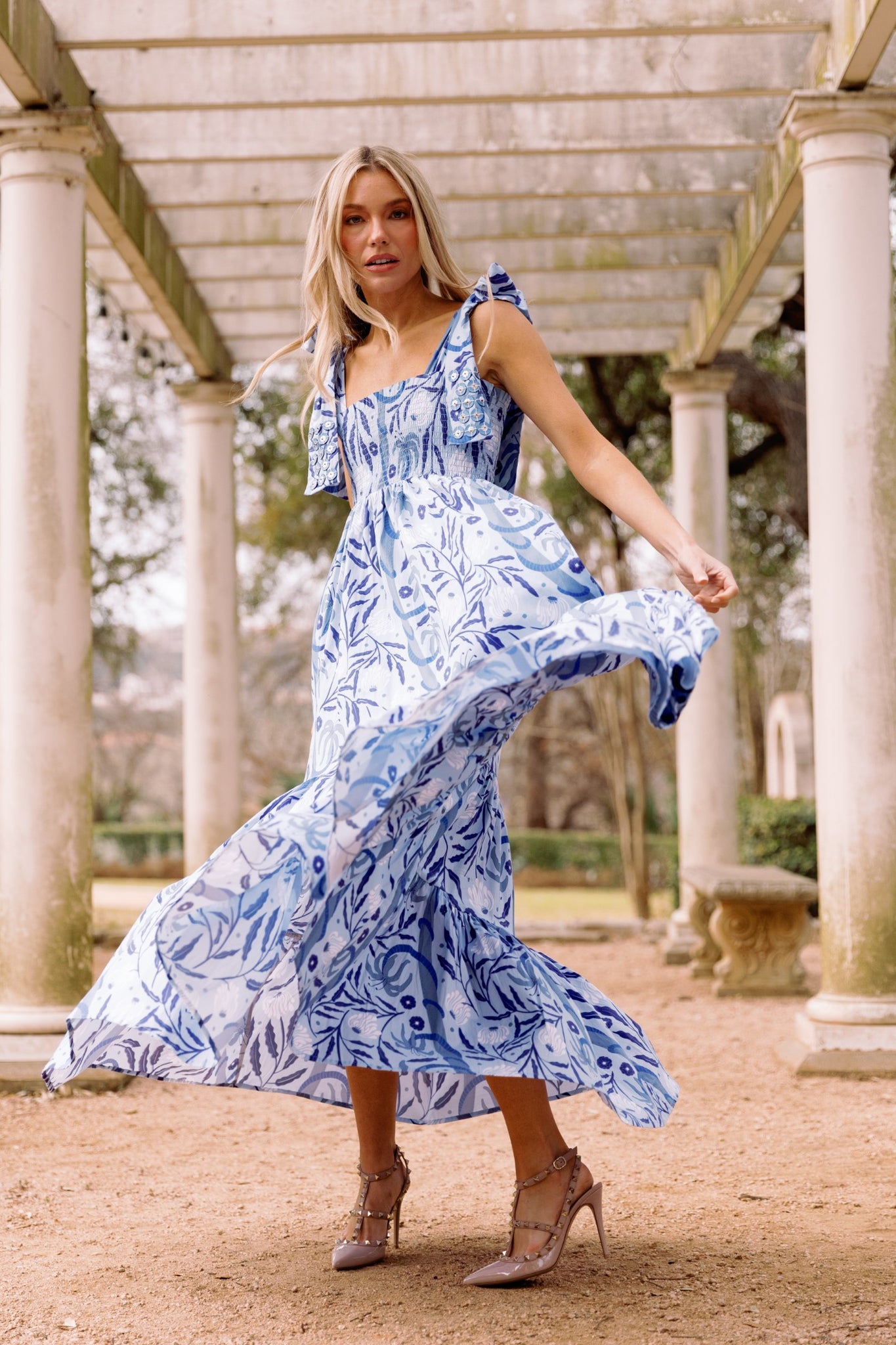 Kelly Dress in Botanical Blues