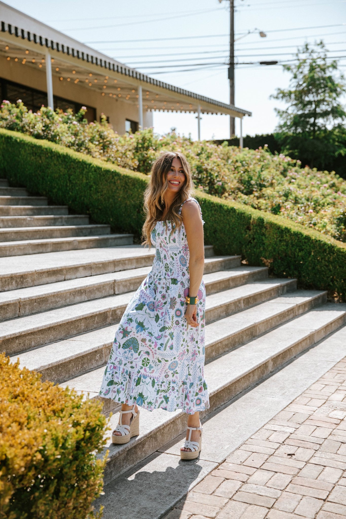 Jemma Dress in White + Pink Floral