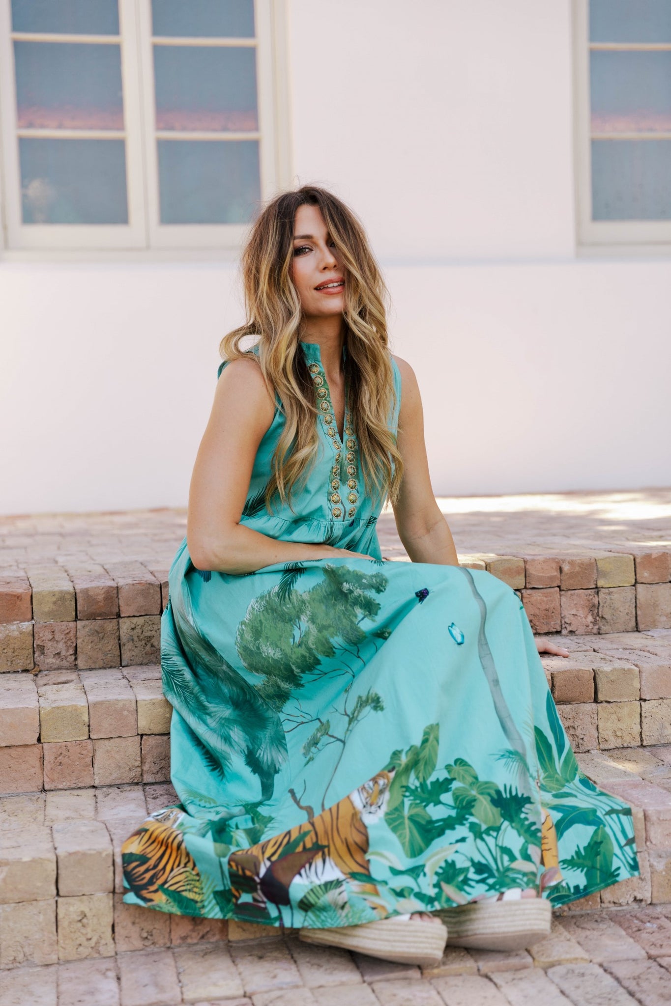 Tessa Dress in Turquoise Jungle